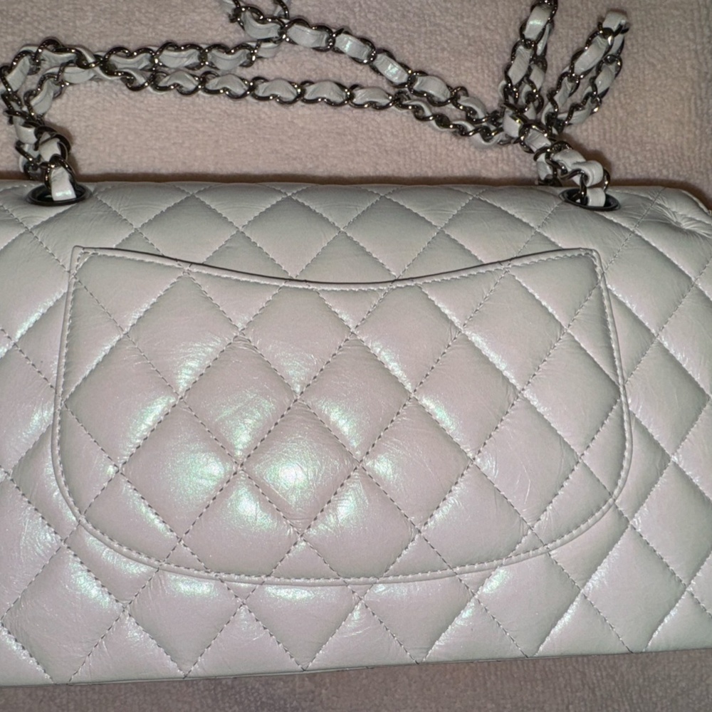 Chanel Medium Classic Double Flap Bag Quilted Iridescent Crumpled Calfskin - Picture 6 of 10